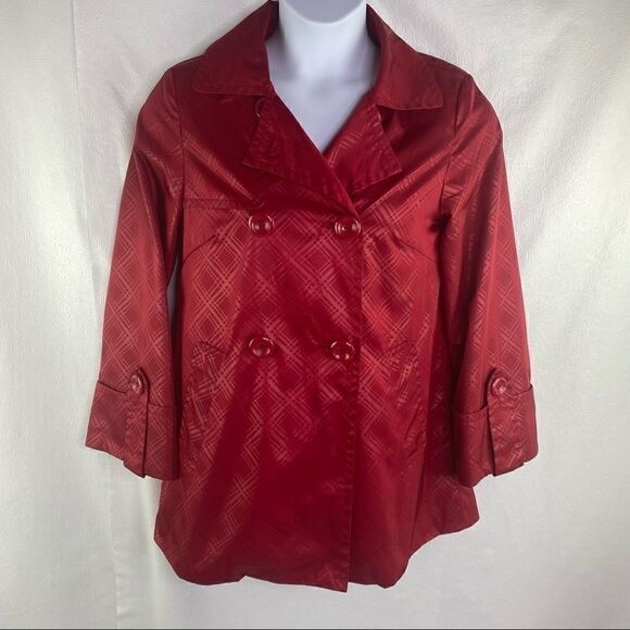 Anne Klein | Red Lightly Lined Spring Coat - Picture 1 of 9